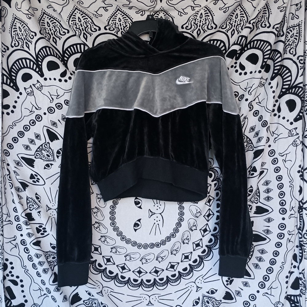 Nike Colorblock Cropped Velour Hoodie